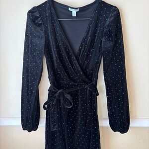 Nine West Black Long Sleeve Wrap Dress
